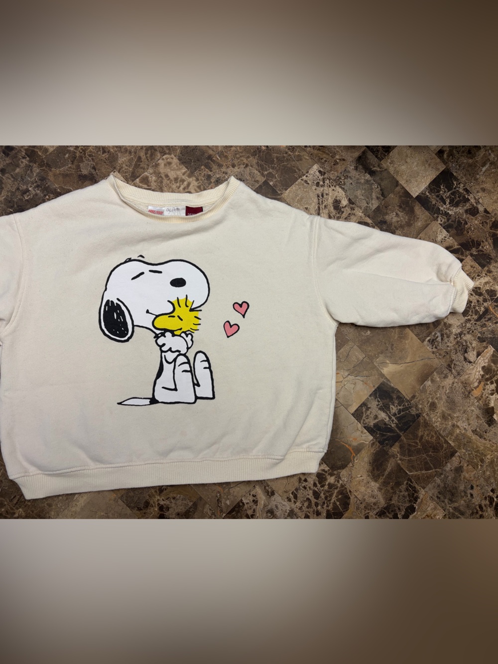 Zara X Peanuts Cream Snoopy crewneck Longsleeve 4-5 years